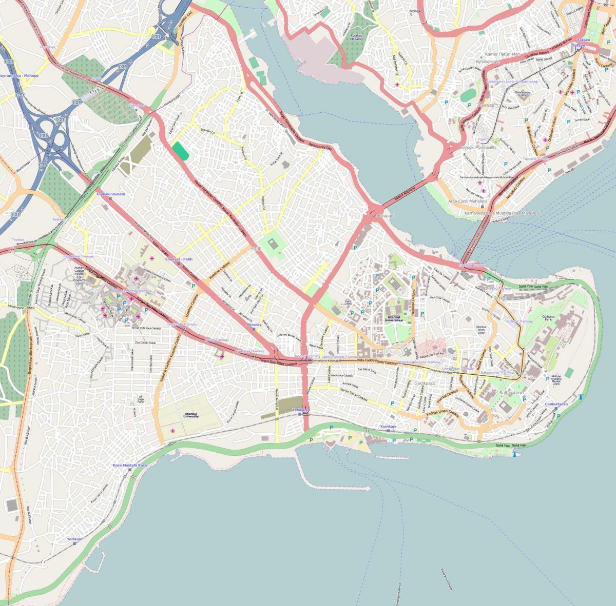 mapa fatih čtvrti istanbulu