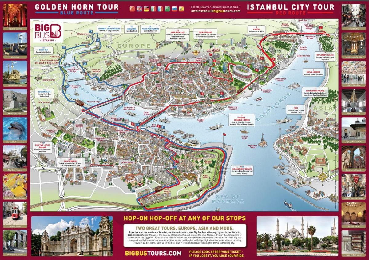 istanbul hop on hop off bus mapa