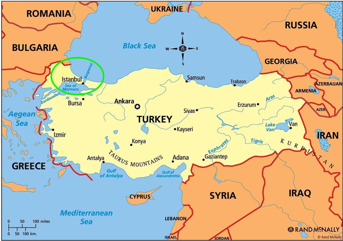 istanbul umístění na mapě