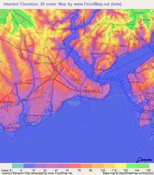 mapa istanbulu topografické
