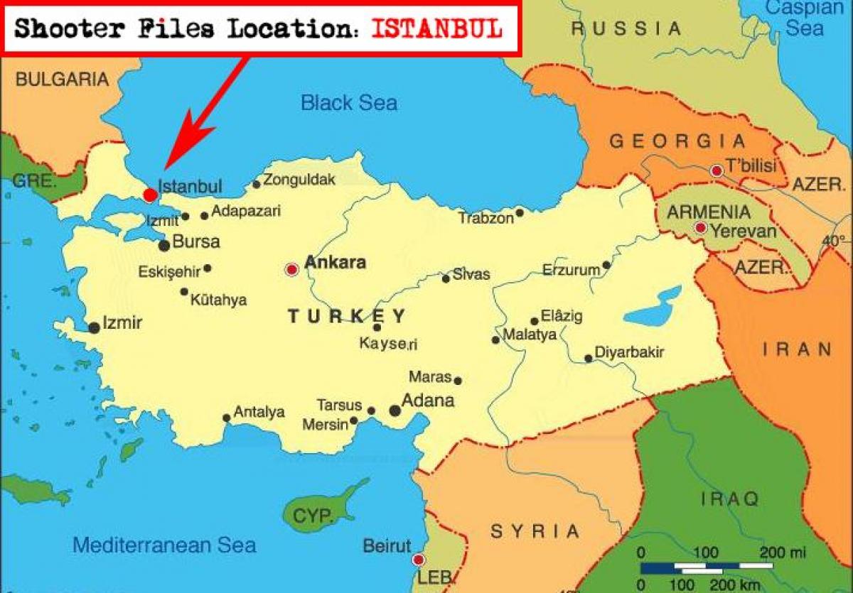 mapa istanbulu a okolních zemí