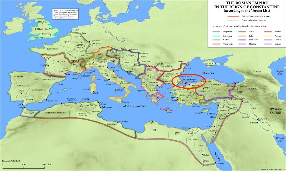 konstantinopol umístění na mapě světa