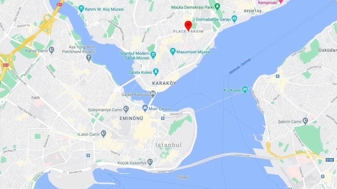 mapa náměstí taksim istanbul