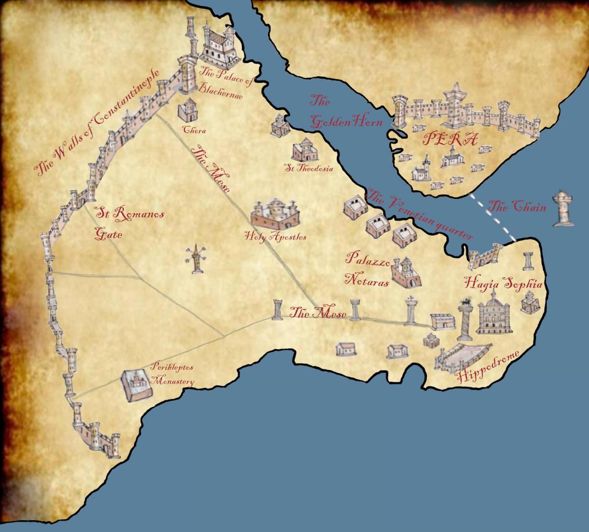 mapa konstantinopole 1453