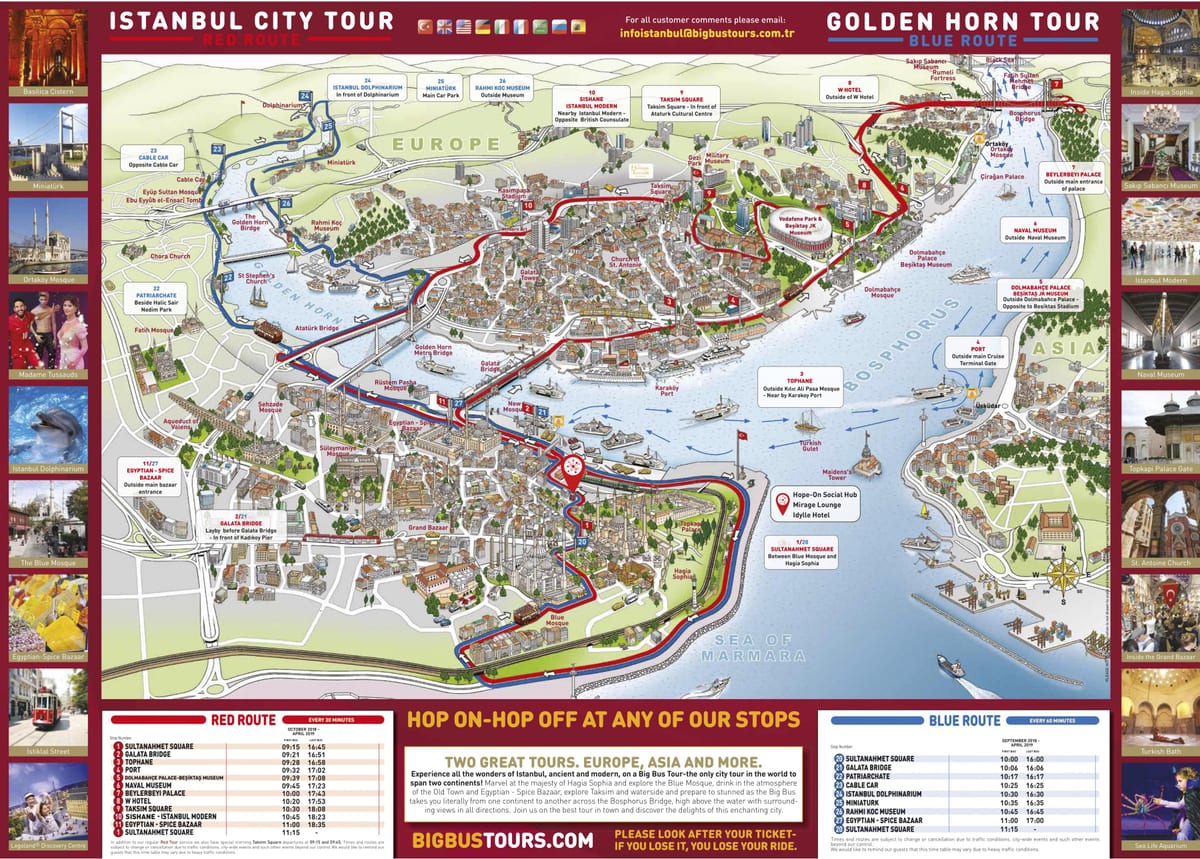 big bus tour istanbul mapě