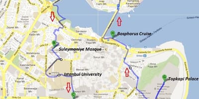 Mapa istanbulu pěší výlet