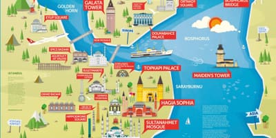 Istanbul míst k návštěvě mapě